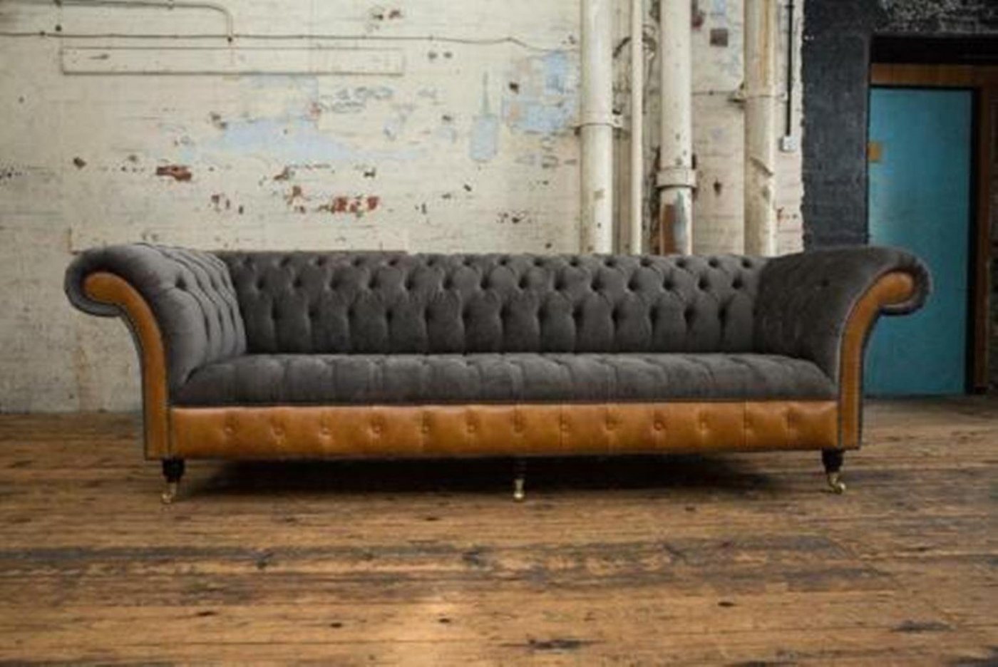 JVmoebel Chesterfield-Sofa, XXL Sofas Chesterfield Polster Design Luxus Sofa 4 Sitzer Leder von JVmoebel