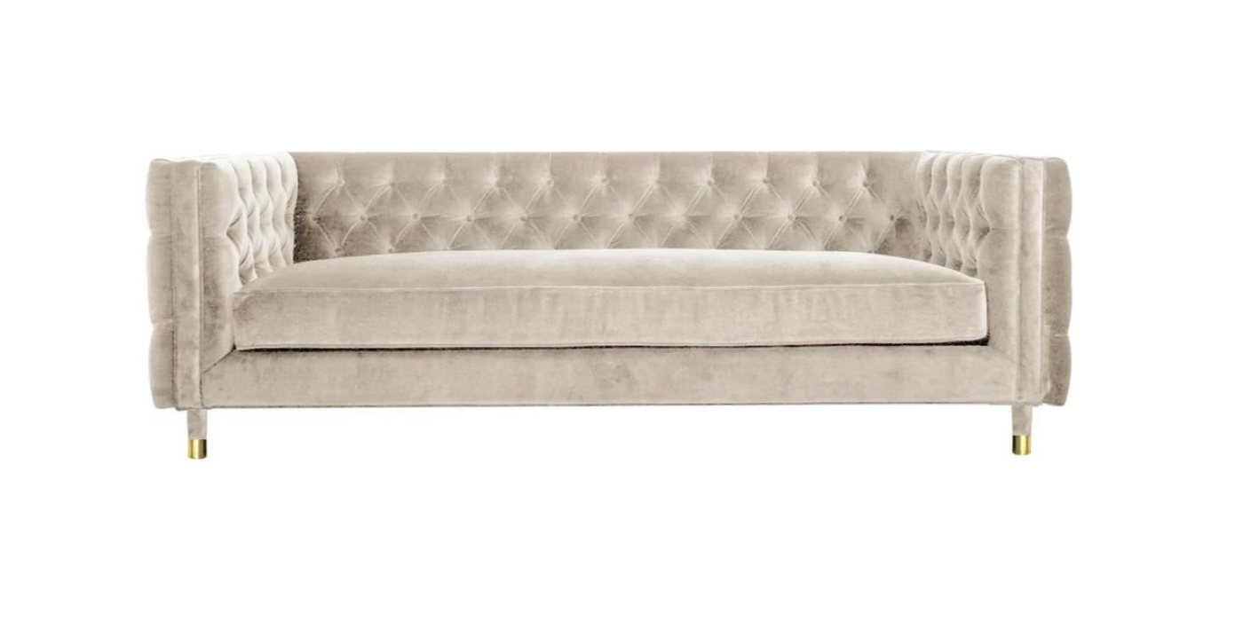 JVmoebel Chesterfield-Sofa Beige Chesterfield Sofa XXL 4-Sitzer Samt Textil Neu, 1 Teile, Made in Europe JVmoebel Chesterfield-Sofa Beige Chesterfield Sofa XXL 4-Sitzer Samt Textil Neu, 1 Teile, Made in Europe von JVmoebel