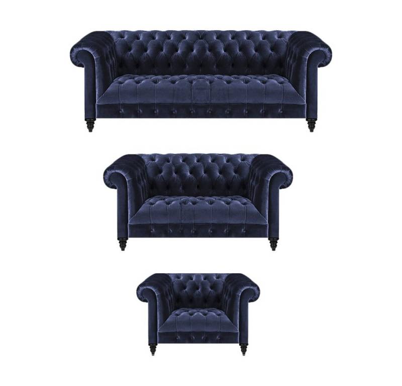 JVmoebel Chesterfield-Sofa Blaues 3-teiliges Sofaset für das Wohnzimmer - Neu und Komplett, 3 Teile, Made in Europa JVmoebel Chesterfield-Sofa Blaues 3-teiliges Sofaset für das Wohnzimmer - Neu und Komplett, 3 Teile, Made in Europa von JVmoebel