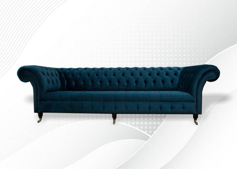 JVmoebel Chesterfield-Sofa Blaues Schlafsofa für 4 Personen aus Textilstoff, Made in Europa von JVmoebel