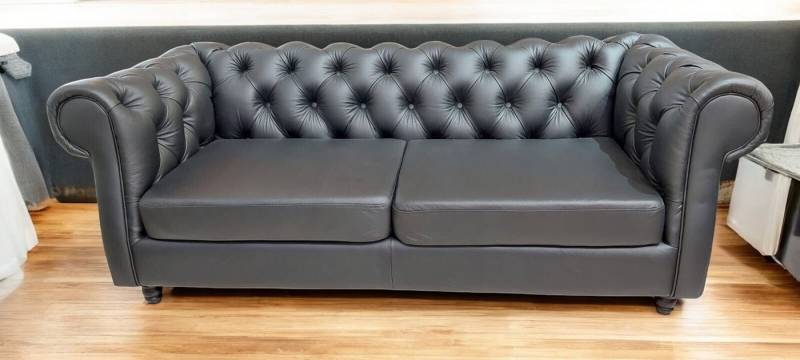 JVmoebel Chesterfield-Sofa Chesterfield Designer Sofa 3 Sitzer Couch Schwarz Polyester Sofort, Made in Europa von JVmoebel