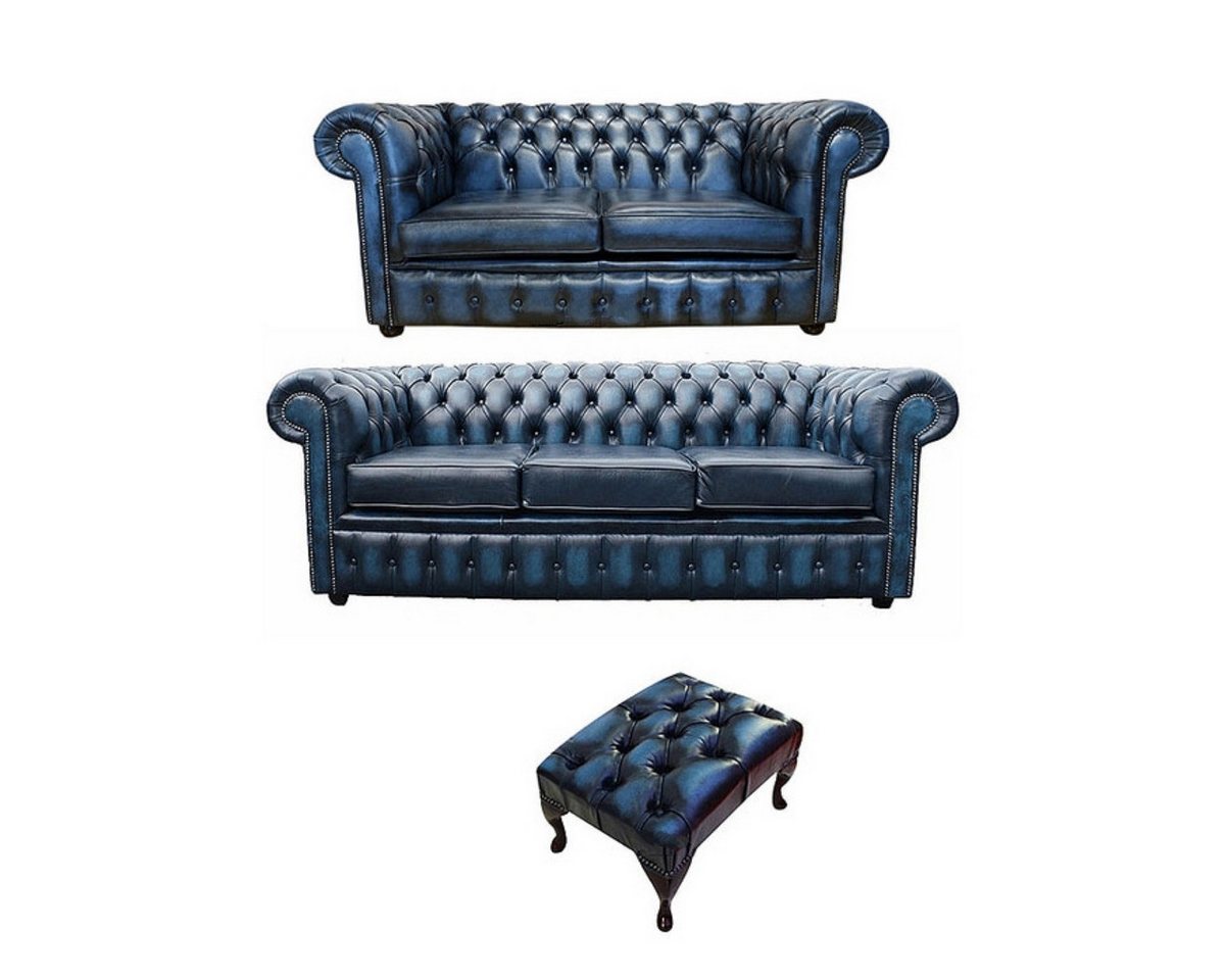 JVmoebel Chesterfield-Sofa Chesterfield Leder Sofagarnitur Polster Garnitur 3+2 Hocker Sofort, 3 Teile, Made in Europa JVmoebel Chesterfield-Sofa Chesterfield Leder Sofagarnitur Polster Garnitur 3+2 Hocker Sofort, 3 Teile, Made in Europa von JVmoebel