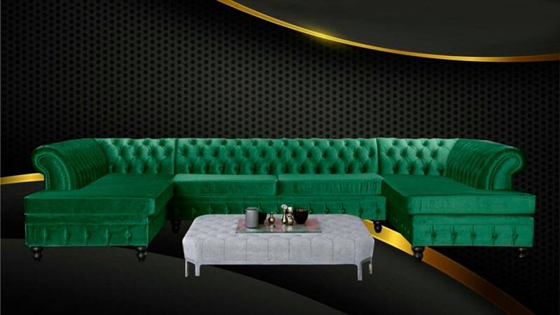 JVmoebel Chesterfield-Sofa Chesterfield Samt U-Form Wohnlandschaft Polsterecke Sofa Couch Sofas, Made in Europa JVmoebel Chesterfield-Sofa Chesterfield Samt U-Form Wohnlandschaft Polsterecke Sofa Couch Sofas, Made in Europa von JVmoebel