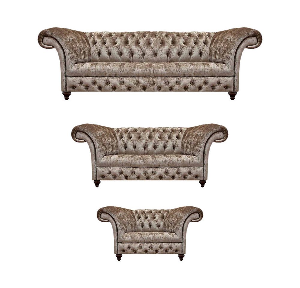 JVmoebel Chesterfield-Sofa Chesterfield Set 3tlg Design Möbel Luxus Komplett Einrichtung, 3-Sitzer Sofa/2-Sitzer Sofa/Sessel 3 Teile, Made in Europa von JVmoebel