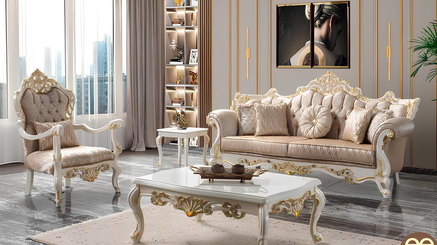 JVmoebel Polstergarnitur Chesterfield Sofa Set in Grau - Sofagarnitur mit Sessel, (2-tlg., 3 Sitzer + Sessel), Made in Europa JVmoebel Polstergarnitur Chesterfield Sofa Set in Grau - Sofagarnitur mit Sessel, (2-tlg., 3 Sitzer + Sessel), Made in Europa von JVmoebel