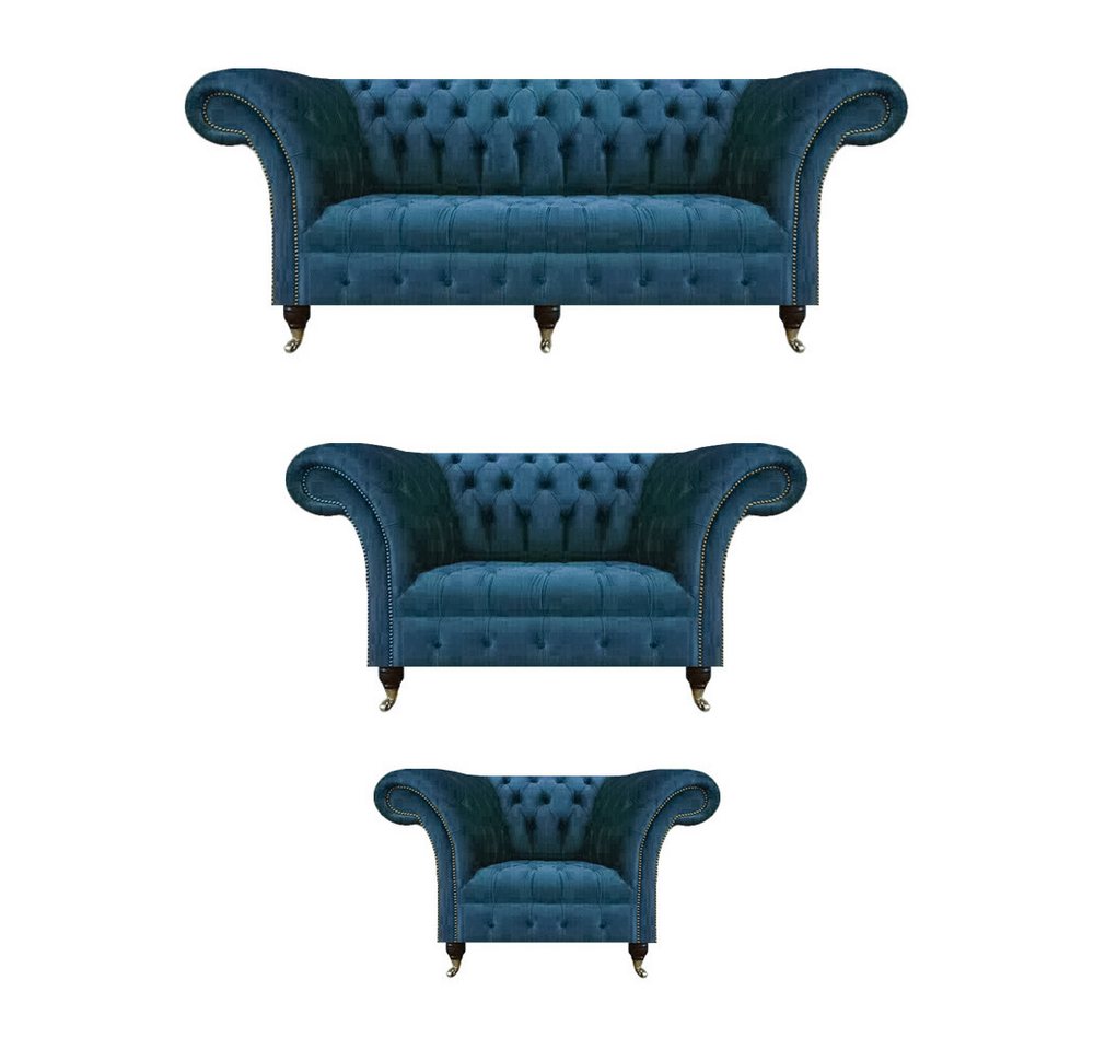 JVmoebel Chesterfield-Sofa Designer Sofas Set Komplett 3tlg Modern Chesterfield Garnitur Couchen, 3-Sitzer Sofa/2-Sitzer Sofa/Sessel 3 Teile, Made in Europa von JVmoebel