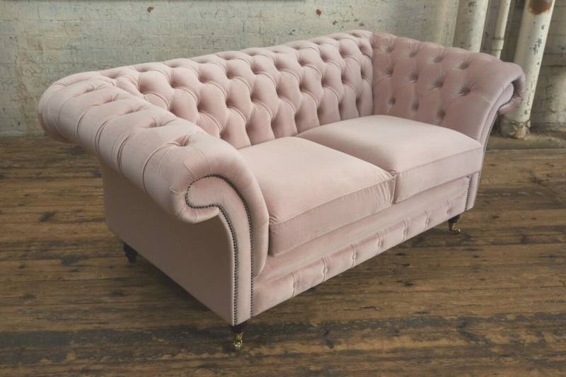 JVmoebel Chesterfield-Sofa Elegante Zweisitzer Couch in Rosa aus Stoff und Leder, Made in Europa von JVmoebel