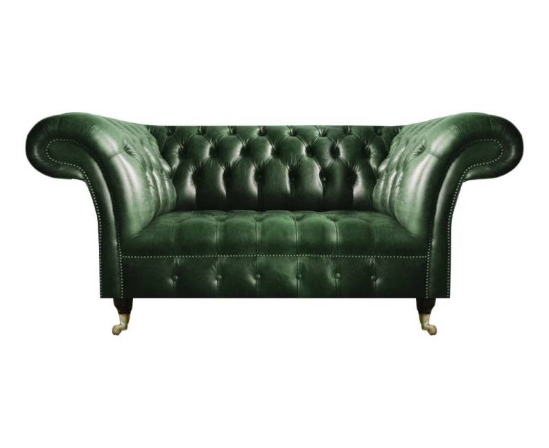 JVmoebel Chesterfield-Sofa Elegantes Grünes Leder-Sofa für das Wohnzimmer - Zweisitzer Couch, 1 Teile, Made in Europa von JVmoebel