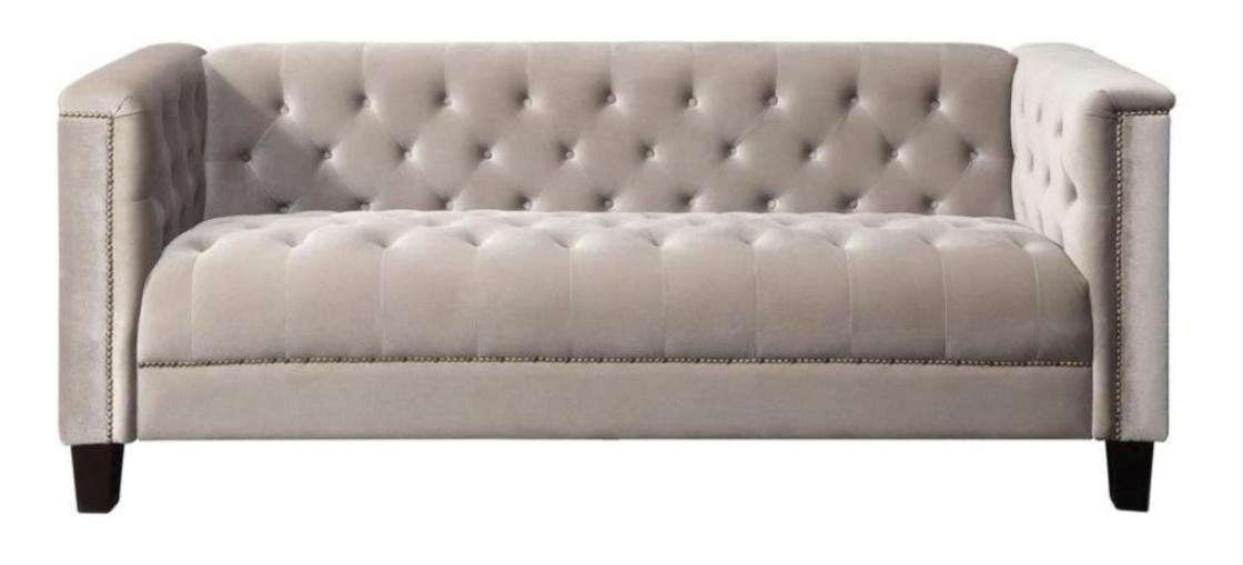 JVmoebel Chesterfield-Sofa Hellgrauer Chesterfield Dreisitzer Wohnzimmermöbel Textil Sofa Neu, Made in Europe von JVmoebel