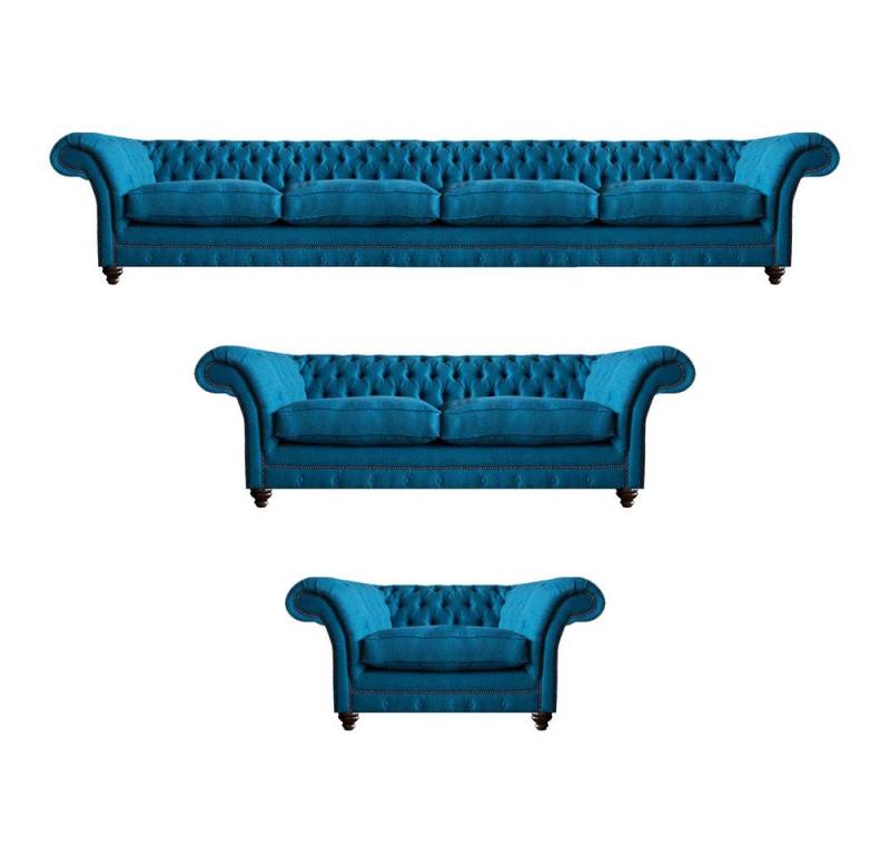 JVmoebel Chesterfield-Sofa Lux Komplett 3tlg Chesterfield Textil Sofas Polstermöbel Einrichtung, 4-Sitzer Sofa/ 2-Sitzer Sofa/Sessel 3 Teile, Made in Europa von JVmoebel