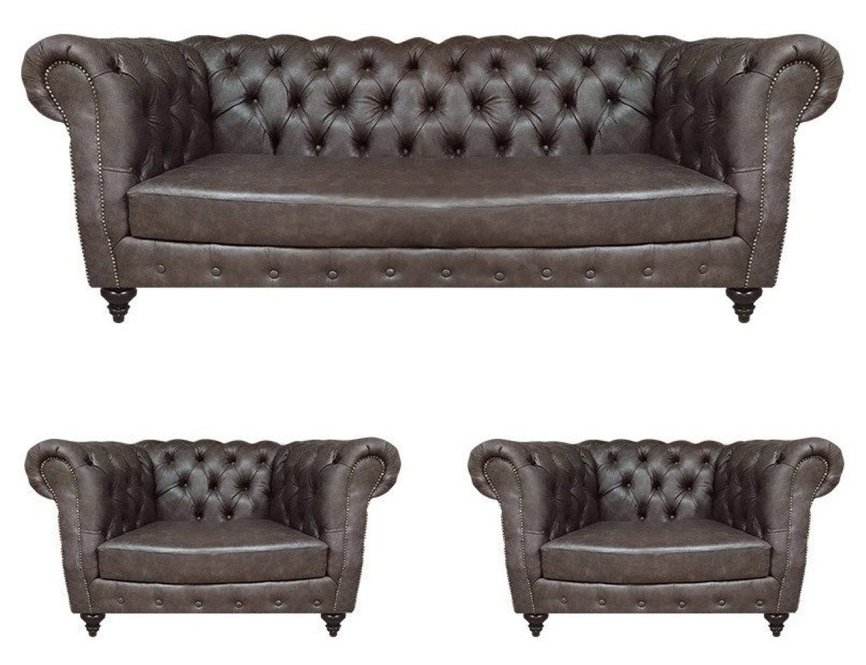 JVmoebel Chesterfield-Sofa Modern Design Set 3tlg Chesterfield Wohnzimmer 2x Sessel Einrichtung, 3 Teile, Made in Europa JVmoebel Chesterfield-Sofa Modern Design Set 3tlg Chesterfield Wohnzimmer 2x Sessel Einrichtung, 3 Teile, Made in Europa von JVmoebel