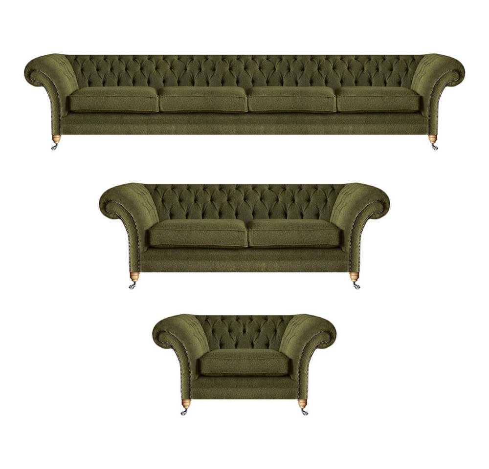 JVmoebel Chesterfield-Sofa Modern Komplett Polstermöbel Set 3tlg Sofagarnitur Design Chesterfield, 4-Sitzer/2-Sitzer/Sessel 3 Teile, Made in Europa von JVmoebel