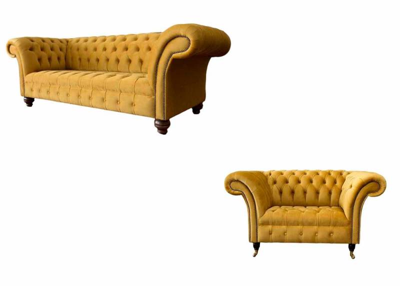 JVmoebel Chesterfield-Sofa Moderne Chesterfield Couchgarnitur 2- und 1-Sitzer Polsterung, 2 Teile, Made in Europa von JVmoebel
