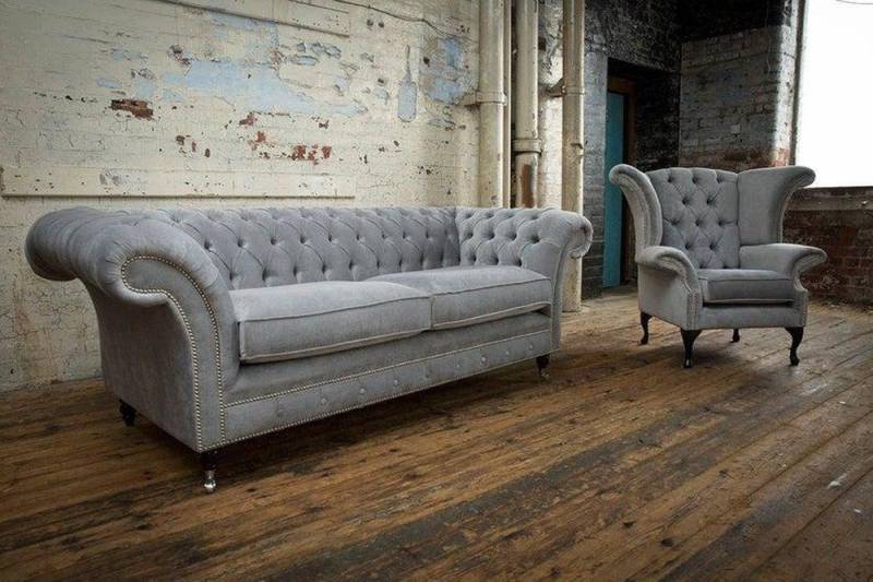 JVmoebel Wohnlandschaft Moderne Chesterfield Sofagarnitur mit Ohrensessel und Couch, Made in Europa von JVmoebel