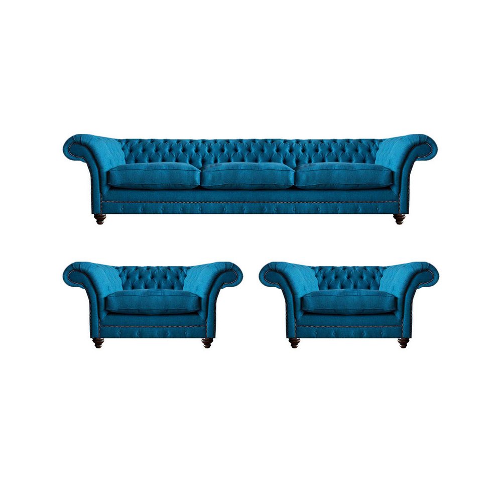 JVmoebel Chesterfield-Sofa Polstermöbel Sofagarnitur Sitz Möbel Chesterfield Set Einrichtung, 3-Sitzer Sofa/2x Sessel 3 Teile, Made in Europa von JVmoebel