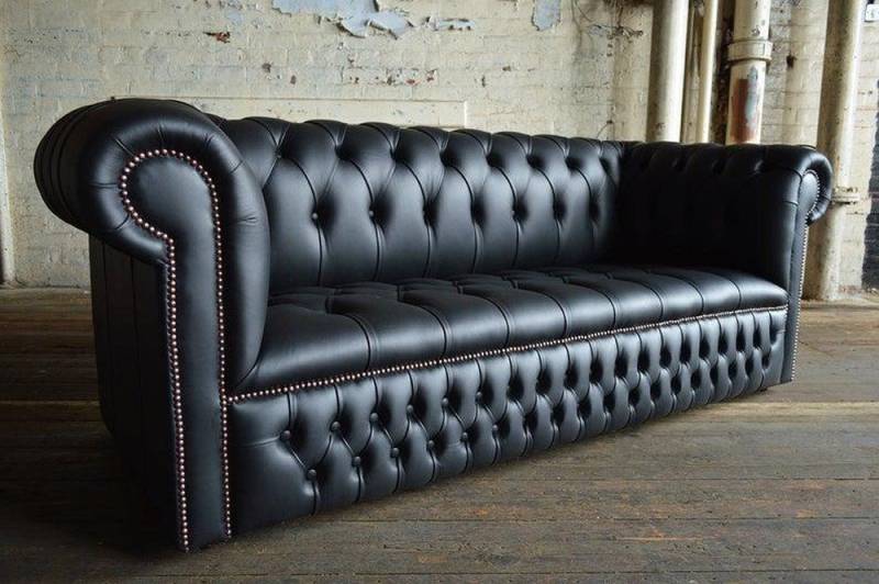 JVmoebel Chesterfield-Sofa Schwarzes XXL Designer Sofa 3-Sitzer Leder Couch Polsterung, Made in Europa JVmoebel Chesterfield-Sofa Schwarzes XXL Designer Sofa 3-Sitzer Leder Couch Polsterung, Made in Europa von JVmoebel