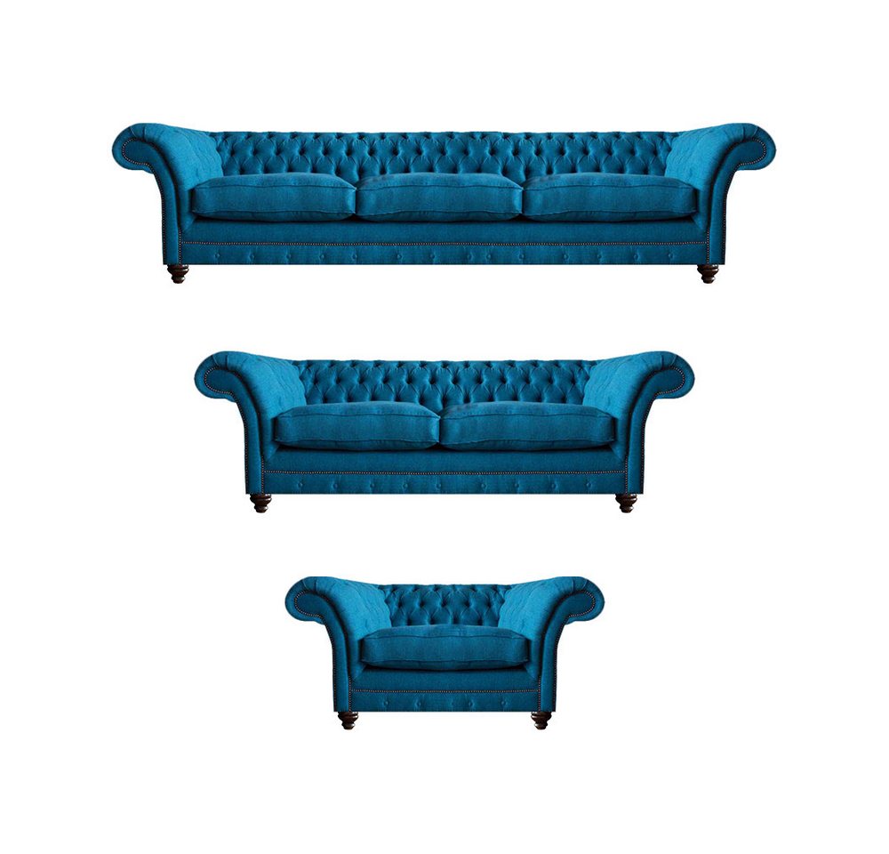 JVmoebel Chesterfield-Sofa Sitz Möbel Set 3tlg Sofagarnitur Polstermöbel Einrichtung Chesterfield, 3-Sitzer Sofa/2-Sitzer Sofa/Sessel 3 Teile, Made in Europa von JVmoebel