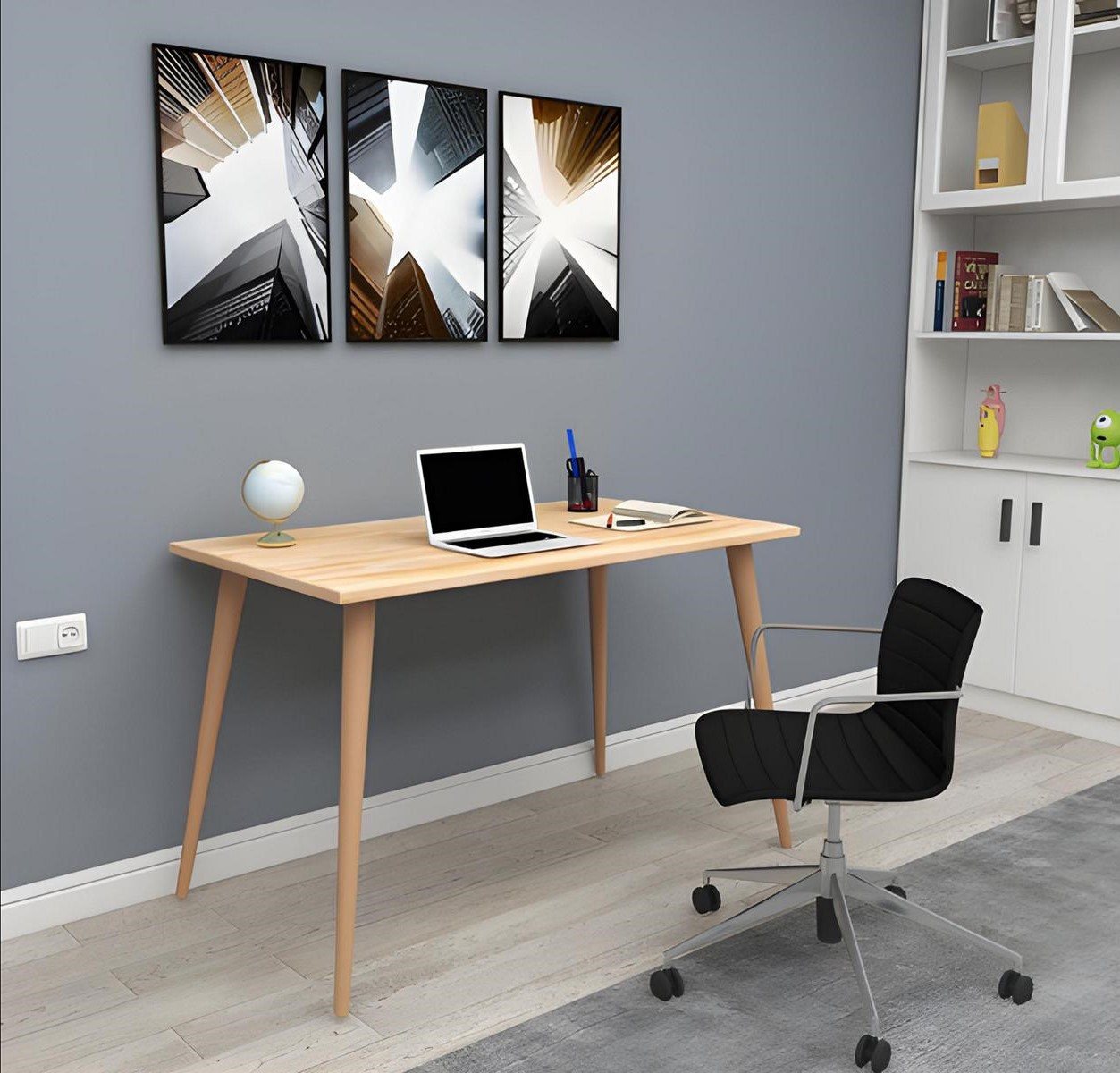 JVmoebel Computertisch Beiger Designer Holztisch im Loft-Stil – Luxuriöse Büromöbel (1-St., Computertisch), Made in Europa von JVmoebel