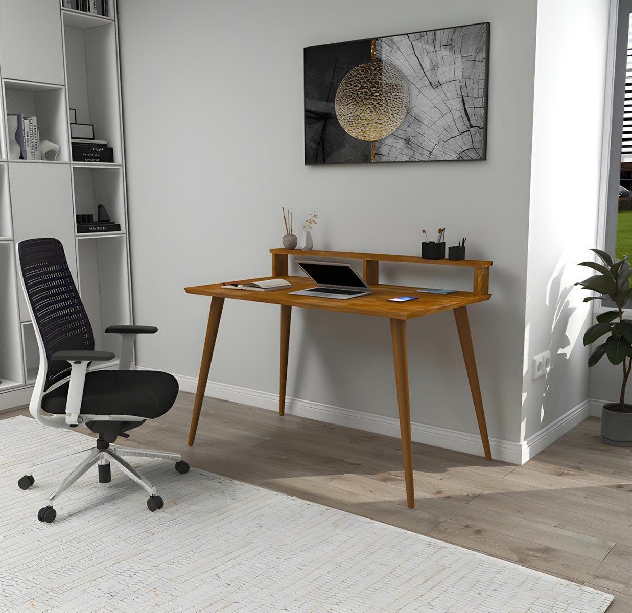 JVmoebel Computertisch Eleganter Brauner Schreibtisch im modernen Holzdesign für Schlafzimmer (1-St., Computertisch), Made in Europa von JVmoebel