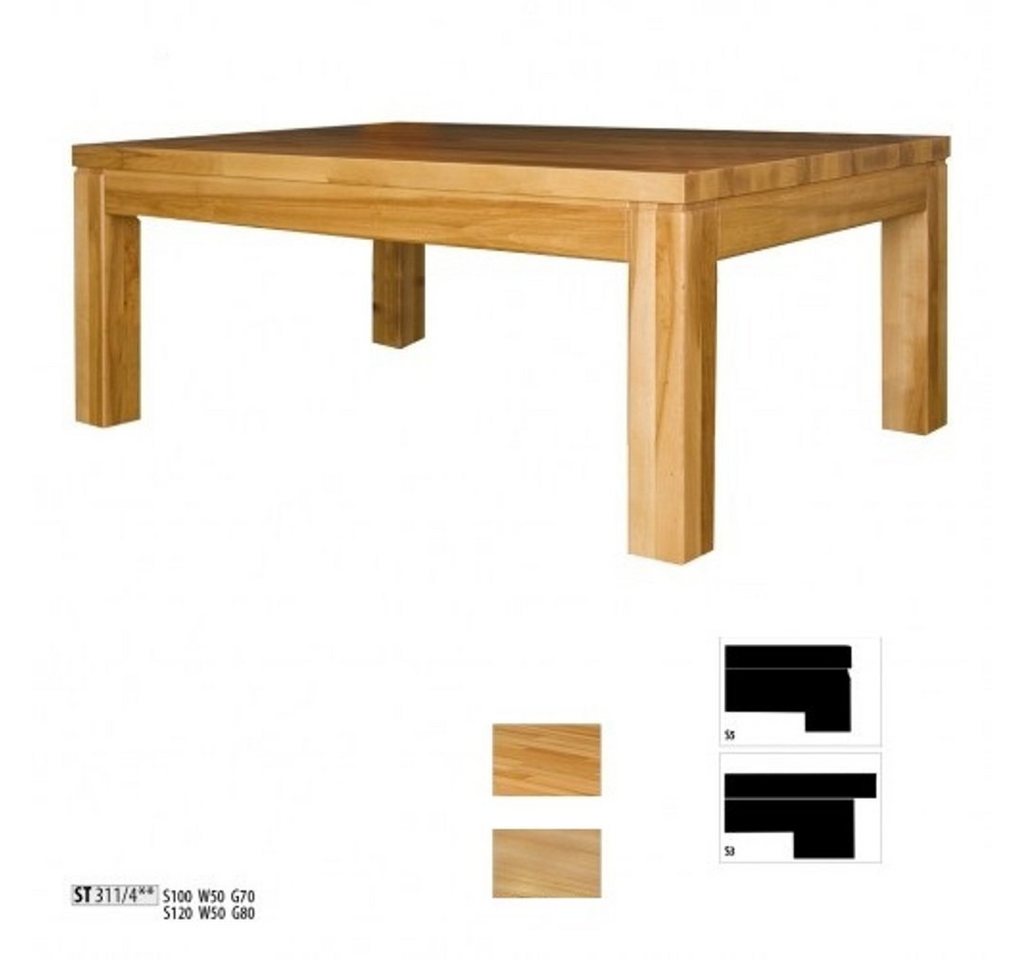 JVmoebel Couchtisch, Beistell Tisch Couchtisch Echtes Holz Massive Möbel Eiche 100x70cm Neu Tische von JVmoebel