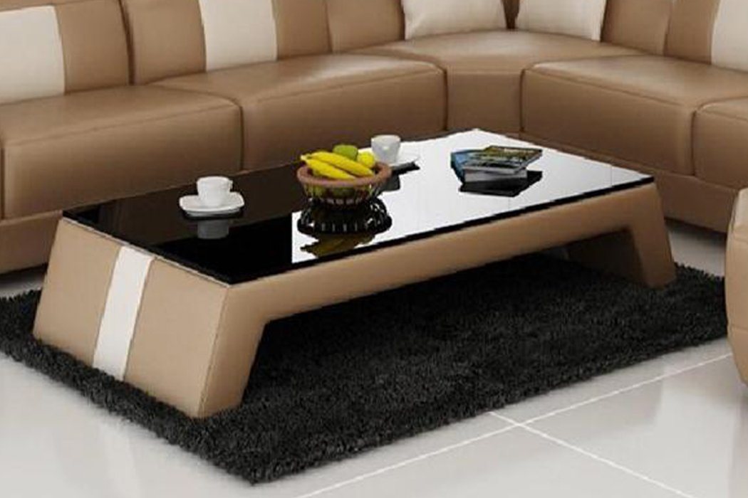 JVmoebel Couchtisch, Design Glastisch Leder Couch Tisch Tische Glas Sofa Wohnzimmertische von JVmoebel