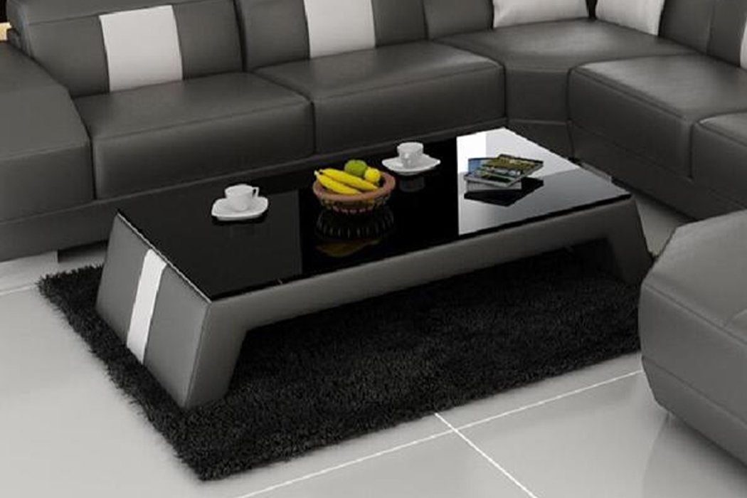 JVmoebel Couchtisch, Design Glastisch Leder Couch Tisch Tische Glas Sofa Wohnzimmertische von JVmoebel