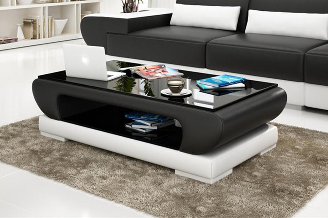 JVmoebel Couchtisch, Design Glastisch Leder Couch Tisch Tische Glas Sofa Wohnzimmertische von JVmoebel