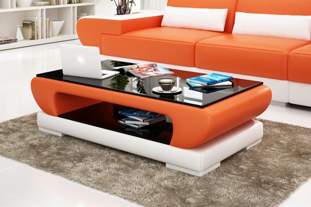 JVmoebel Couchtisch, Design Glastisch Leder Couch Tisch Tische Glas Sofa Wohnzimmertische von JVmoebel