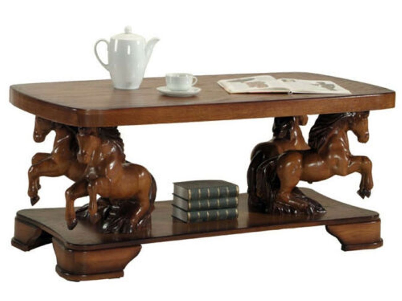 JVmoebel Couchtisch, Echte Handarbeit Pferde Holz Tisch Couch Tische Beistell Klassischer von JVmoebel