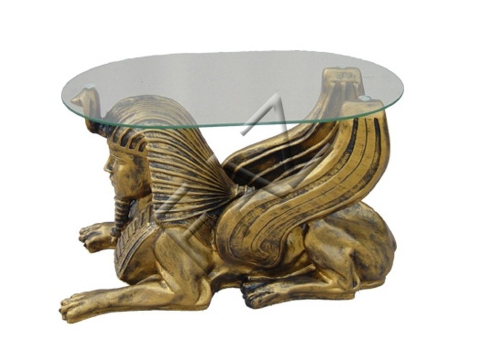 JVmoebel Couchtisch Ägypten Glastisch Couch Neu Beistell Glas Tische Sphinx Oval Tisch von JVmoebel