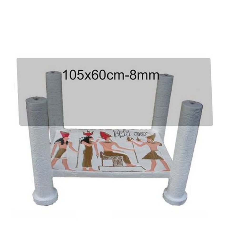 JVmoebel Couchtisch Ägyptischer Beistelltisch aus Glas mit Säulen und Statuen, Made in Europa von JVmoebel