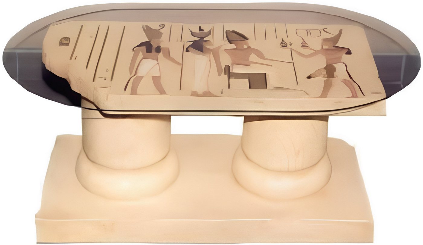 JVmoebel Couchtisch Ägyptischer Beistelltisch mit Glas und Säulenmotiv, Made in Europa von JVmoebel