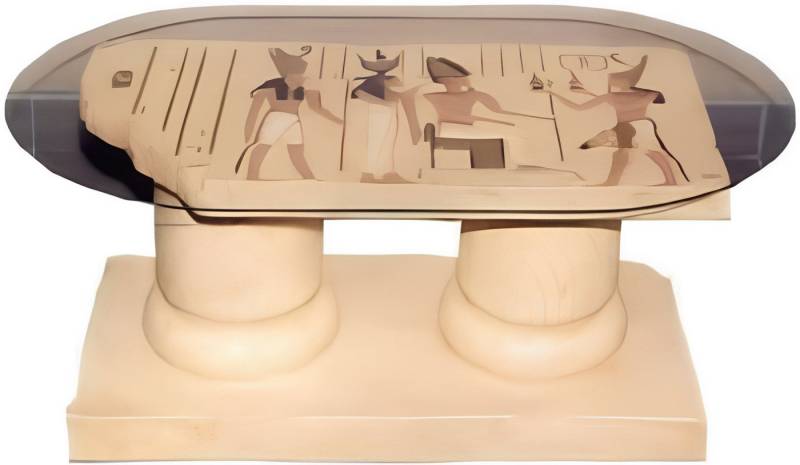 JVmoebel Couchtisch Ägyptischer Beistelltisch mit Glas und Säulenmotiv, Made in Europa von JVmoebel