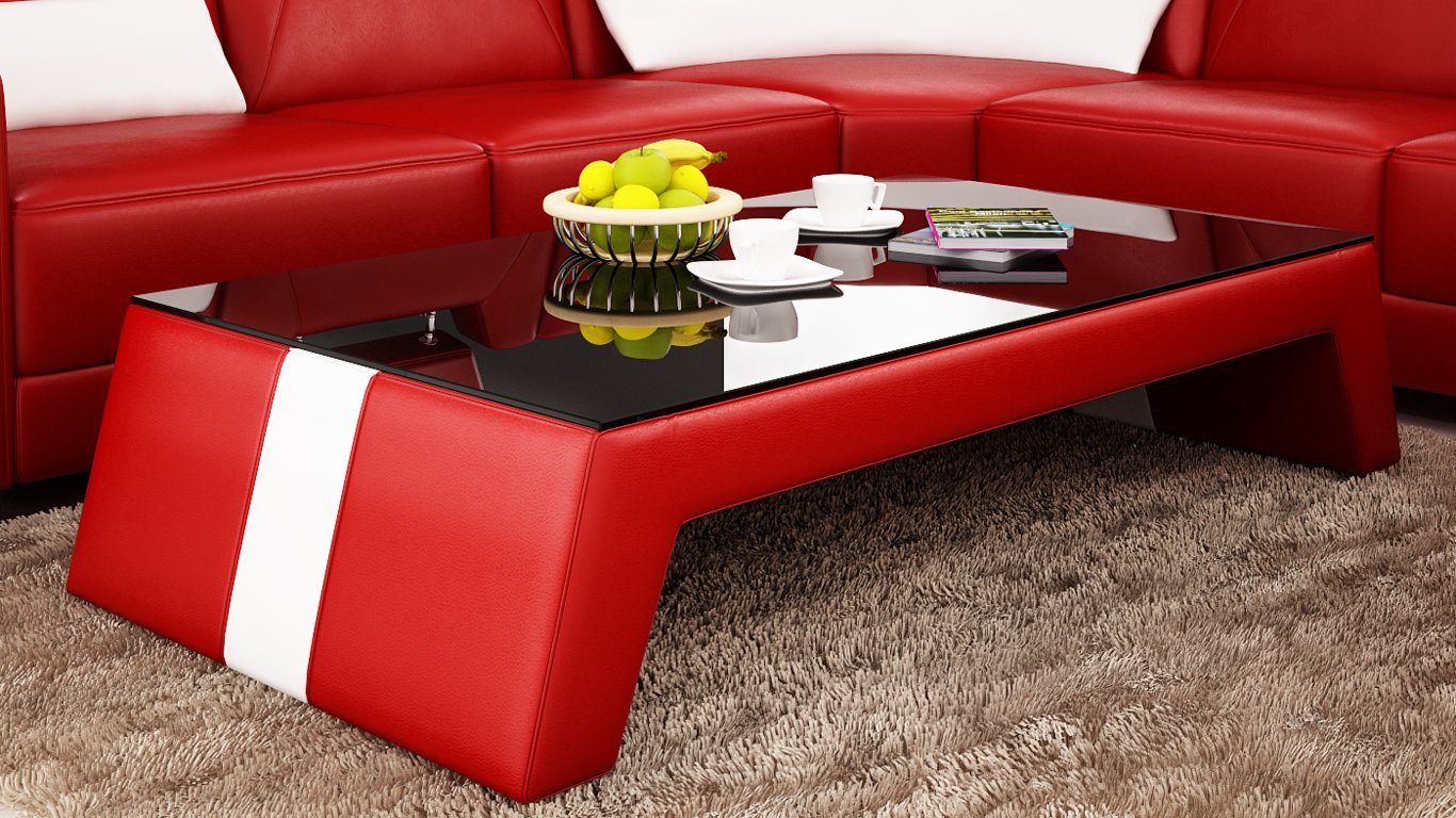 JVmoebel Couchtisch Design Glastisch Leder Couch Tisch Tische Glas Sofa Wohnzimmertische von JVmoebel