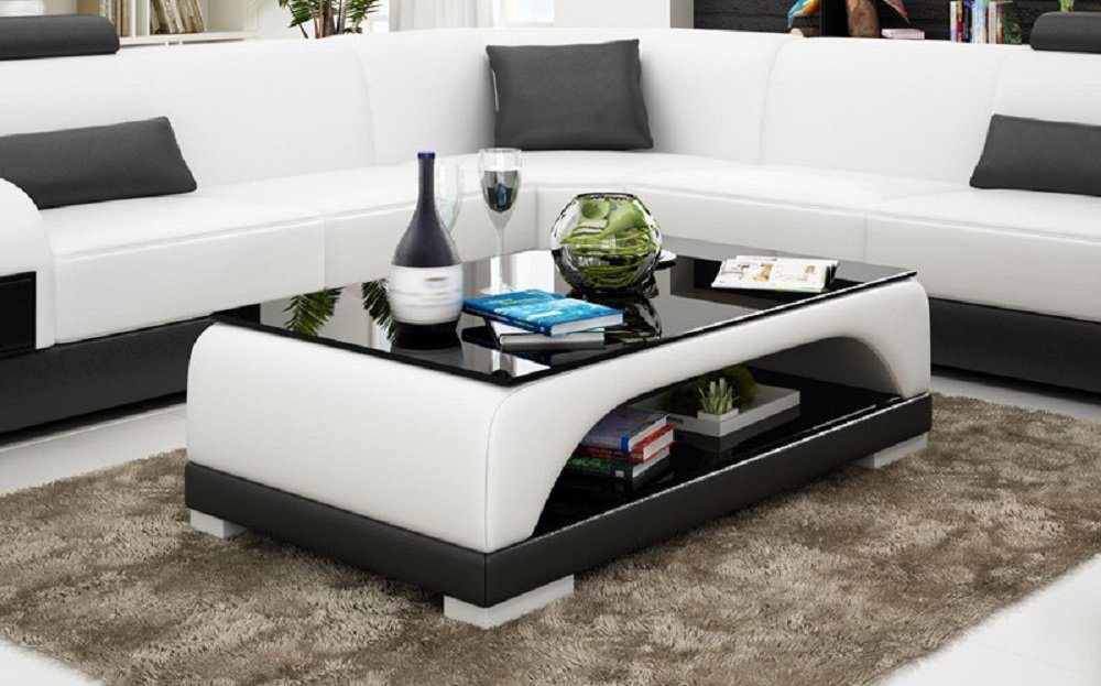 JVmoebel Couchtisch Design Glastisch Leder Couch Tisch Tische Glas Sofa Wohnzimmertische von JVmoebel