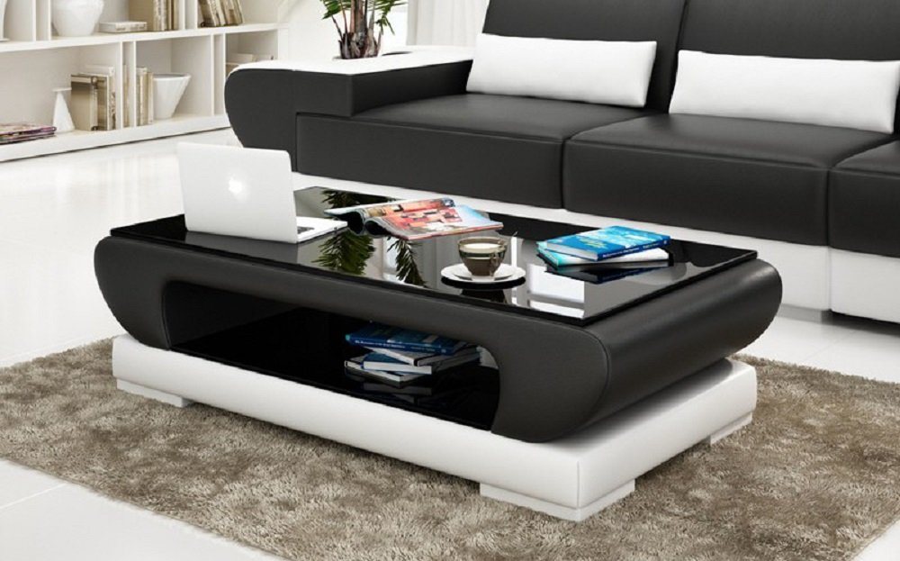 JVmoebel Couchtisch Designer Couchtisch Polster Tisch Leder Moderner Tische Glastische von JVmoebel