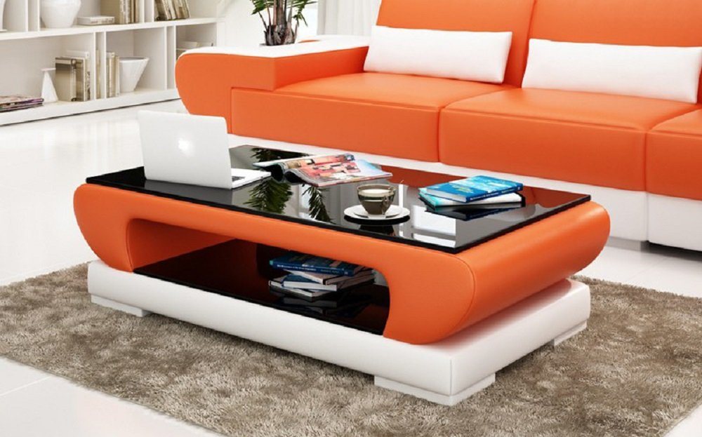 JVmoebel Couchtisch Designer Couchtisch Polster Tisch Leder Moderner Tische Glastische von JVmoebel