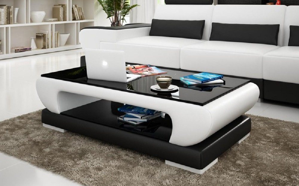 JVmoebel Couchtisch Designer Couchtisch Polster Tisch Leder Moderner Tische Glastische von JVmoebel