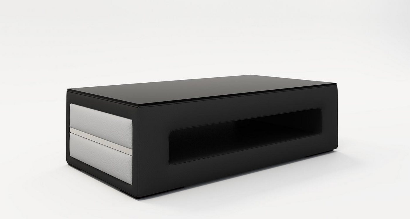 JVmoebel Couchtisch Eleganter Glas Couchtisch – Beistelltisch mit Lederpolsterung, Made in Europa von JVmoebel