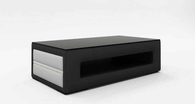 JVmoebel Couchtisch Eleganter Glas Couchtisch – Beistelltisch mit Lederpolsterung, Made in Europa von JVmoebel