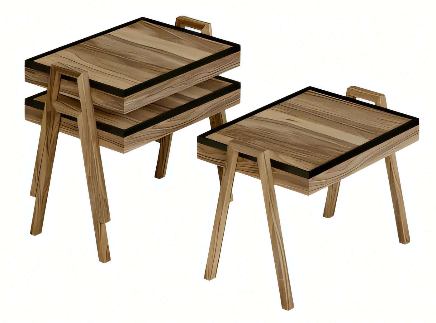 JVmoebel Couchtisch Eleganter brauner Holz-Couchtisch-Set im modernen Design (3x Couchtisch), Made in Europe von JVmoebel