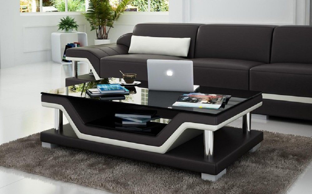 JVmoebel Couchtisch Glastisch Tische Couchtisch Leder Design Tisch Sofa Beistell Couch von JVmoebel