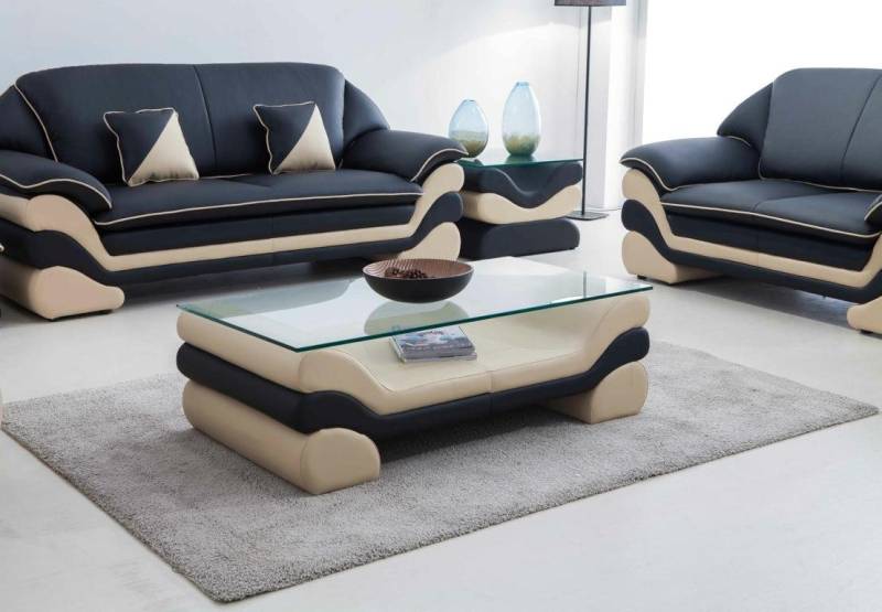 JVmoebel Couchtisch Klassischer Designer Couchtisch Wohnzimmer Tisch Leder Tische Glas, Made in Europa von JVmoebel