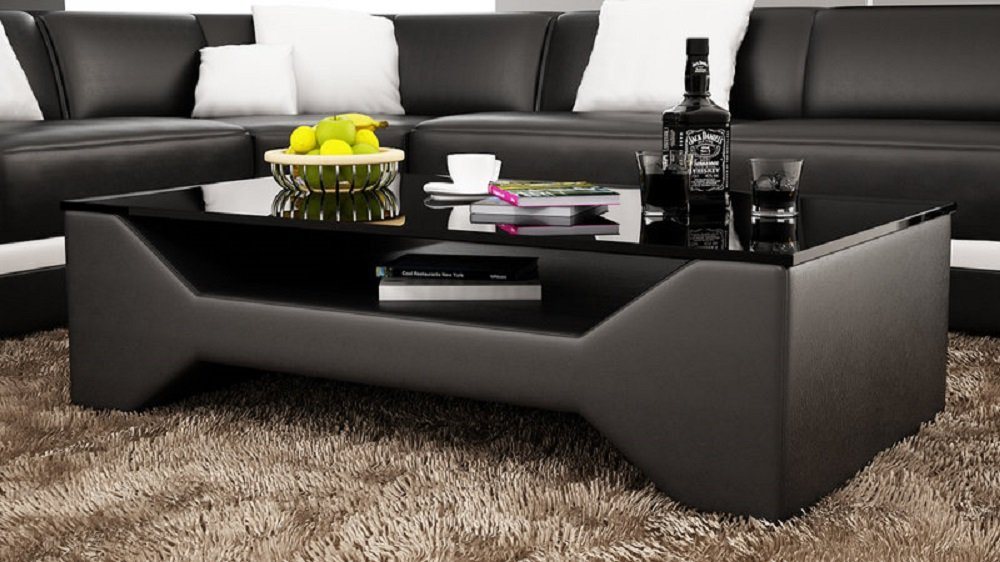 JVmoebel Couchtisch Klassischer Luxus Designer Couchtisch Sofa Tisch Leder Tische Glas von JVmoebel