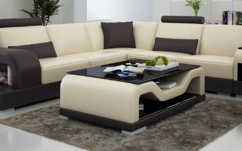 JVmoebel Couchtisch Leder Couchtisch Moderner Glastisch Design Tische Glas Wohnzimmer, Made in Europa von JVmoebel