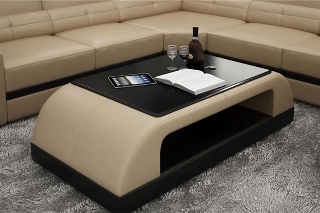 JVmoebel Couchtisch Leder Couchtisch Moderner Tisch Moderner Glastisch Design Tische Glas von JVmoebel