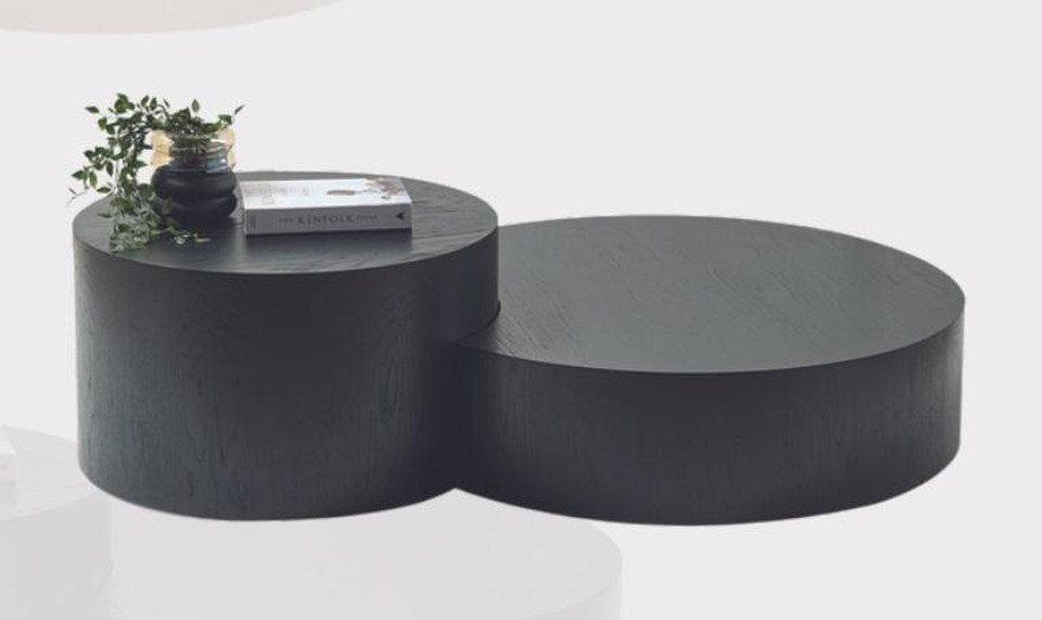 JVmoebel Couchtisch Modernes Schwarzes Couchtisch-Set Designer Rund Kaffeetisch (2-St., 2x Couchtisch), Made in Europa von JVmoebel