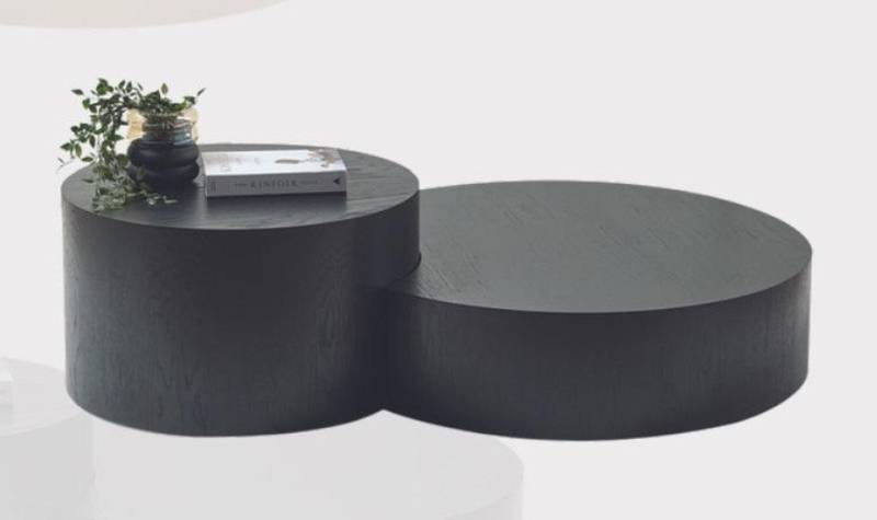 JVmoebel Couchtisch Modernes Schwarzes Couchtisch-Set Designer Rund Kaffeetisch (2-St., 2x Couchtisch), Made in Europa von JVmoebel