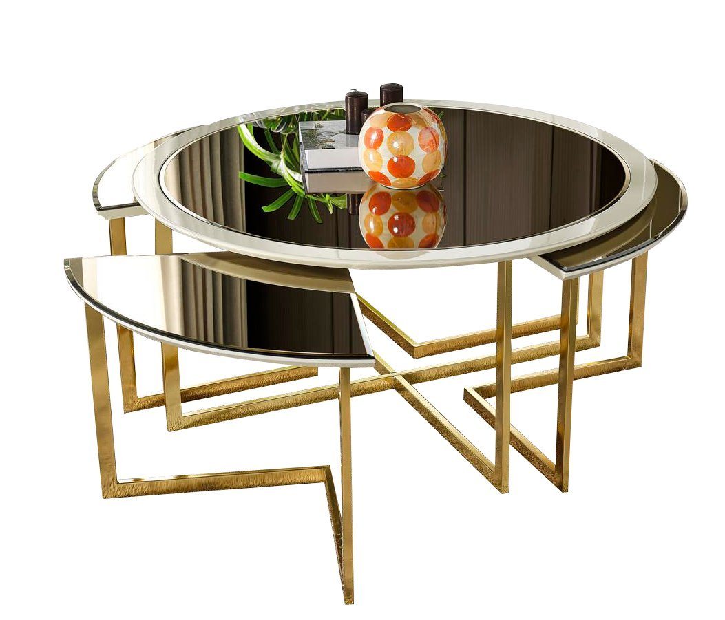 JVmoebel Couchtisch Multifunktions Couchtisch Runder Tisch Glastisch Design Tische Gold (Couchtisch), Made In Europe von JVmoebel