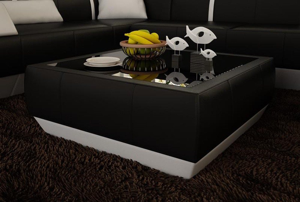 JVmoebel Couchtisch Polster Sofa Tisch in Schwarz - Glas Beistelltisch für Wohnzimmer, Made in Europa von JVmoebel
